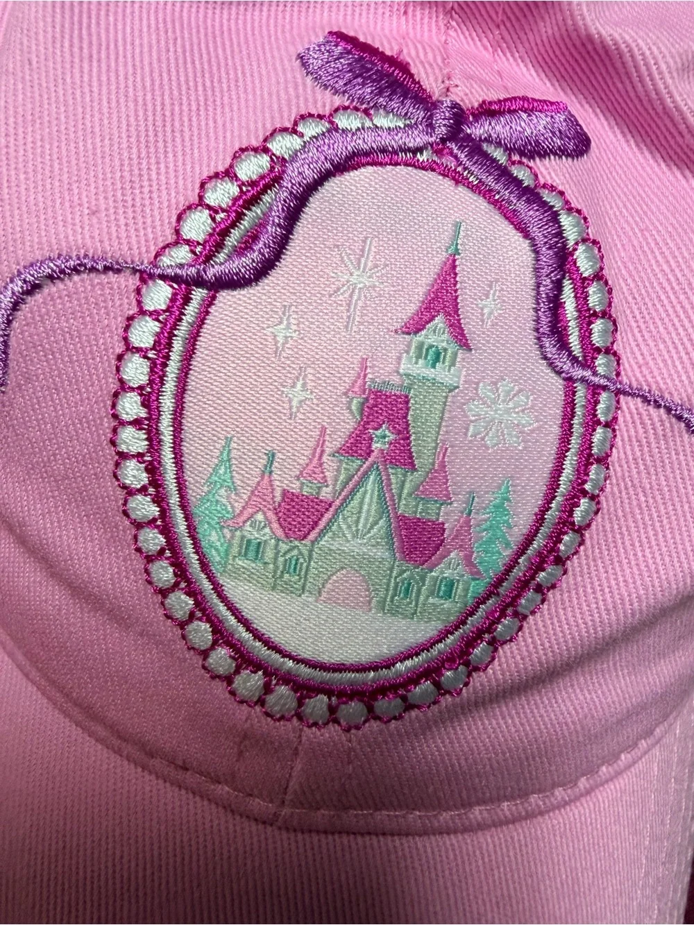 Disney Parks Pink Castle Embroidered Adult Hat